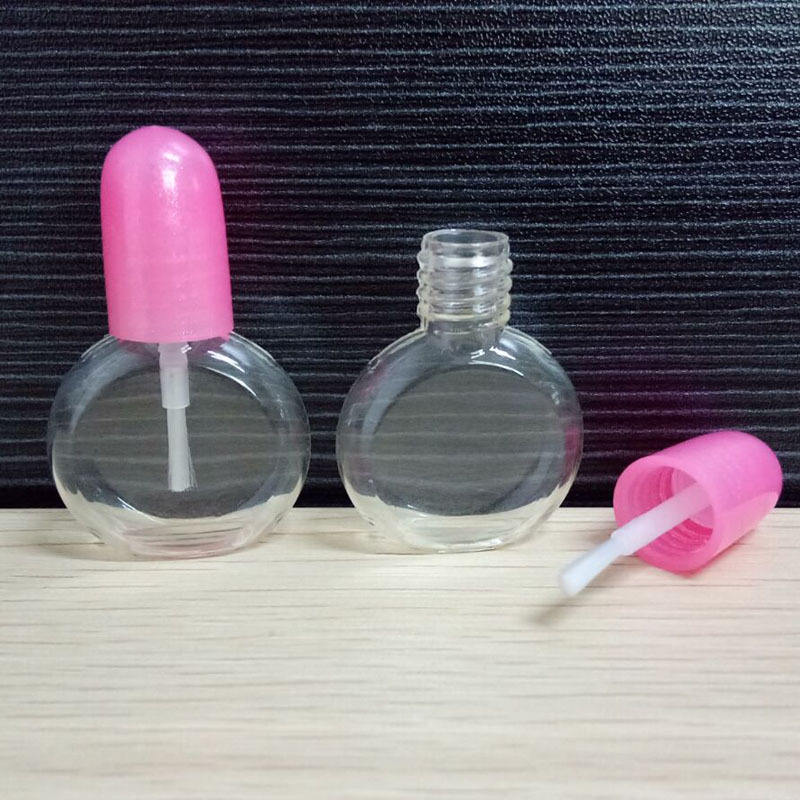 厂家供应5ml扁圆形指甲油瓶 PETG塑料瓶 带毛刷水性指甲油瓶
