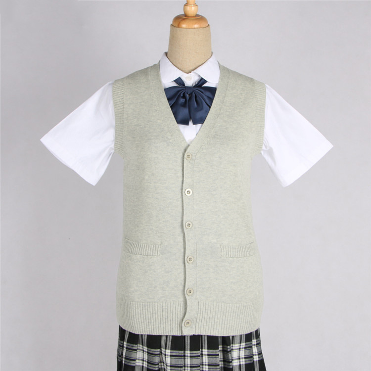 Spot wholesale Japanese JK sweater student cotton spring and autumn V-neck sleeveless cardigan sweater a generation of hair
