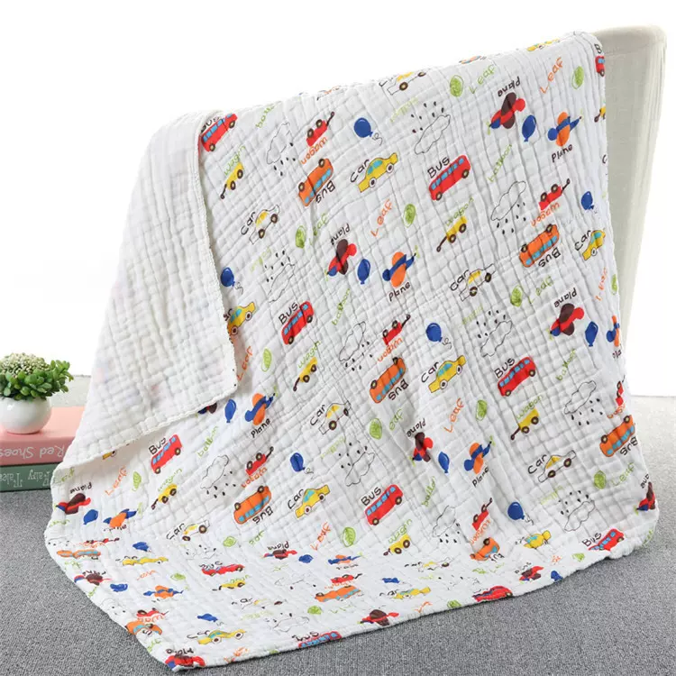 四层水洗纱布童被  婴幼儿纱布抱被 起皱纱布宝宝浴巾 85*85