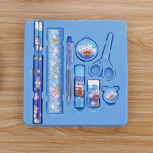 Cute cartoon stationery 9-piece set, children’s learning prizes, primary school students’ gifts, creative stationery set, factory direct sales