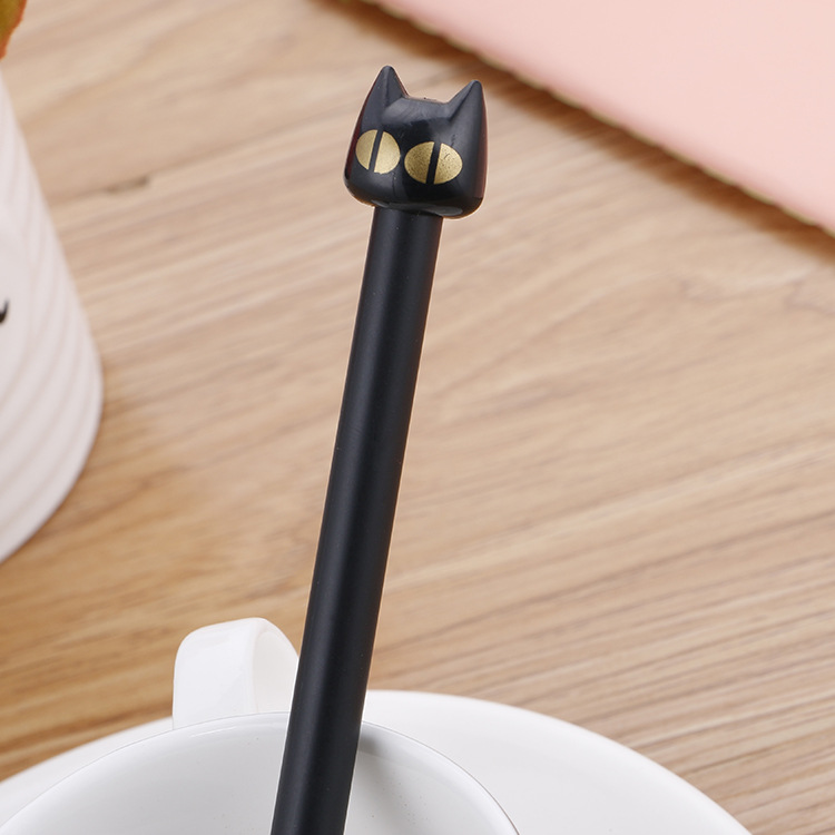 Bolígrafo de gel creativo con diseño de gatito negro, papelería de dibujos animados para estudiantes, bolígrafo a base de agua, bolígrafo de firma fresco para oficina, venta al por mayor
