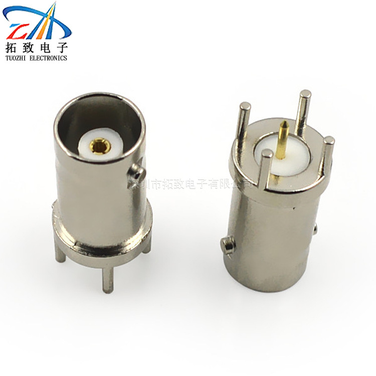 BNC立式母座子 PCB电路板焊接全铜四脚直插监控设备连接固定座