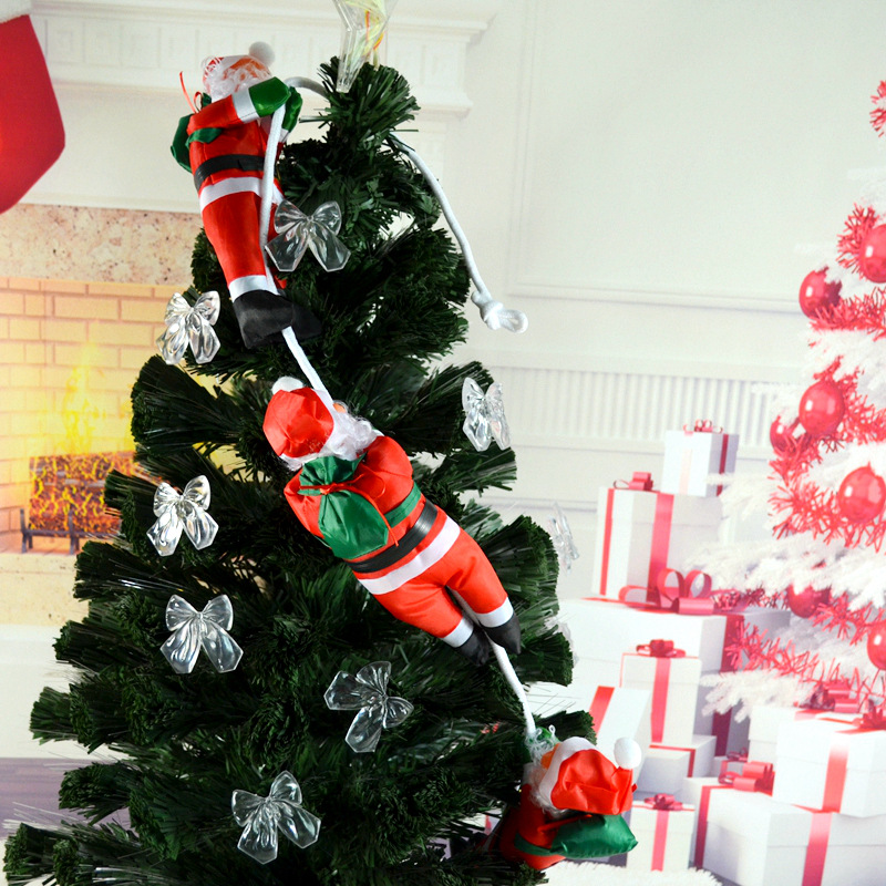 Decoraciones navideñas 25m3 persona cuerda de escalada Santa Claus pequeña muñeca navideña árbol de Navidad colgante accesorios fabricante