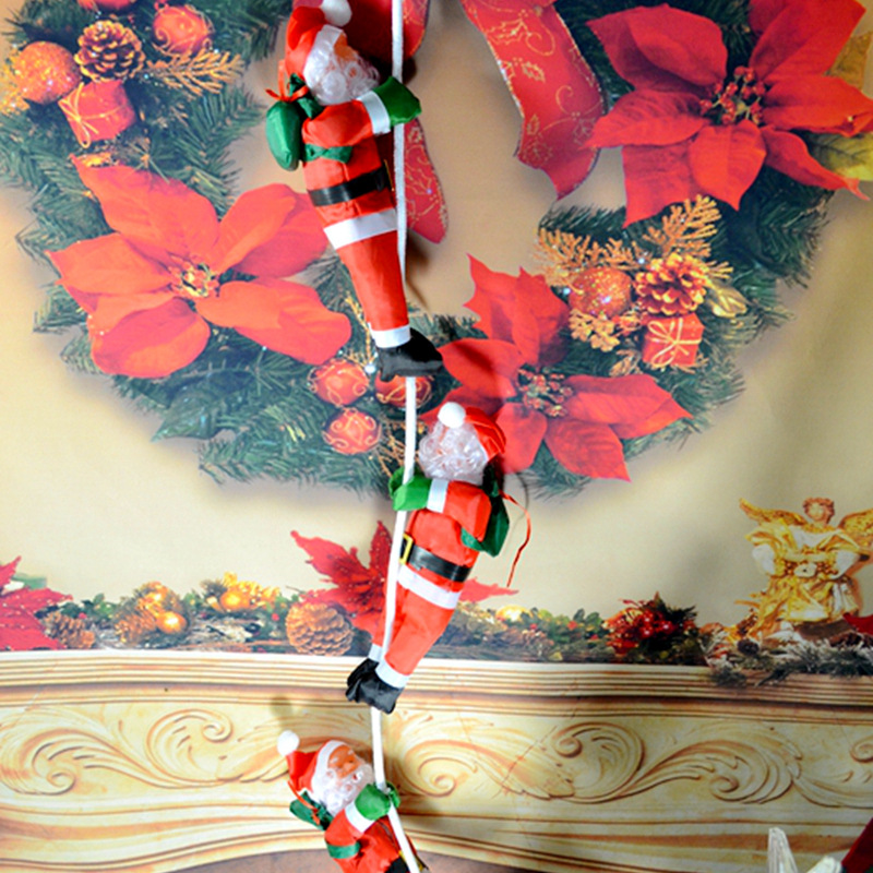 Decoraciones navideñas 25m3 persona cuerda de escalada Santa Claus pequeña muñeca navideña árbol de Navidad colgante accesorios fabricante