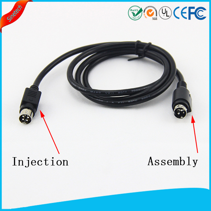 组装式PowerDin3pin转4pin电源线大电流S端子线插头显示器阻燃