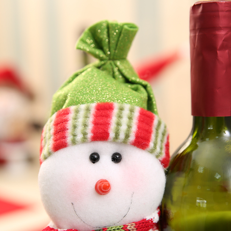 Χριστουγεννιάτικες Διακοσμήσεις Σπιτιού Άγιος Βασίλης Χιονάνθρωπος Σετ μπουκαλιών κρασιού Μεγάλο μπουκάλι κρασιού Κρατώντας κομμάτι Διακοσμήσεις μπουκαλιών κρασιού Χονδρική_voghion.com