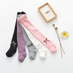 Children's pantyhose spring summer bowknot medium-thick baby baby basic socks for little girls white girls white leggings