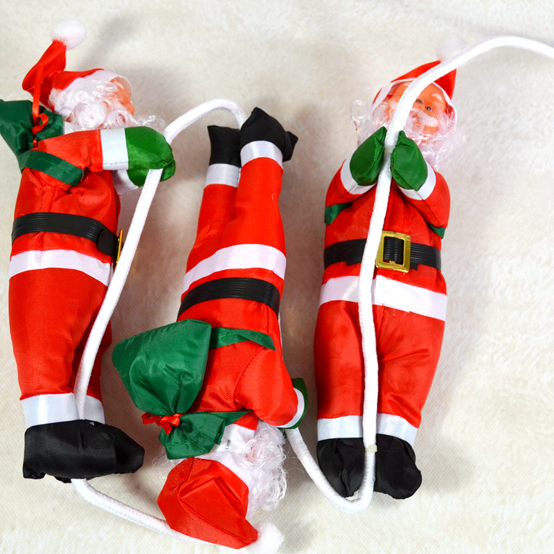 Decoraciones navideñas 25m3 persona cuerda de escalada Santa Claus pequeña muñeca navideña árbol de Navidad colgante accesorios fabricante
