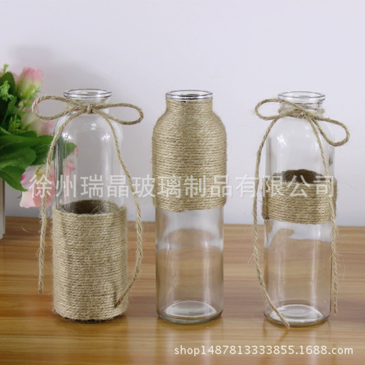 Ваза из пеньковой веревки ручной работы ZAKKA стеклянная литературная прозрачная Маленькая ваза настольные украшения Ваза для сушеных цветов