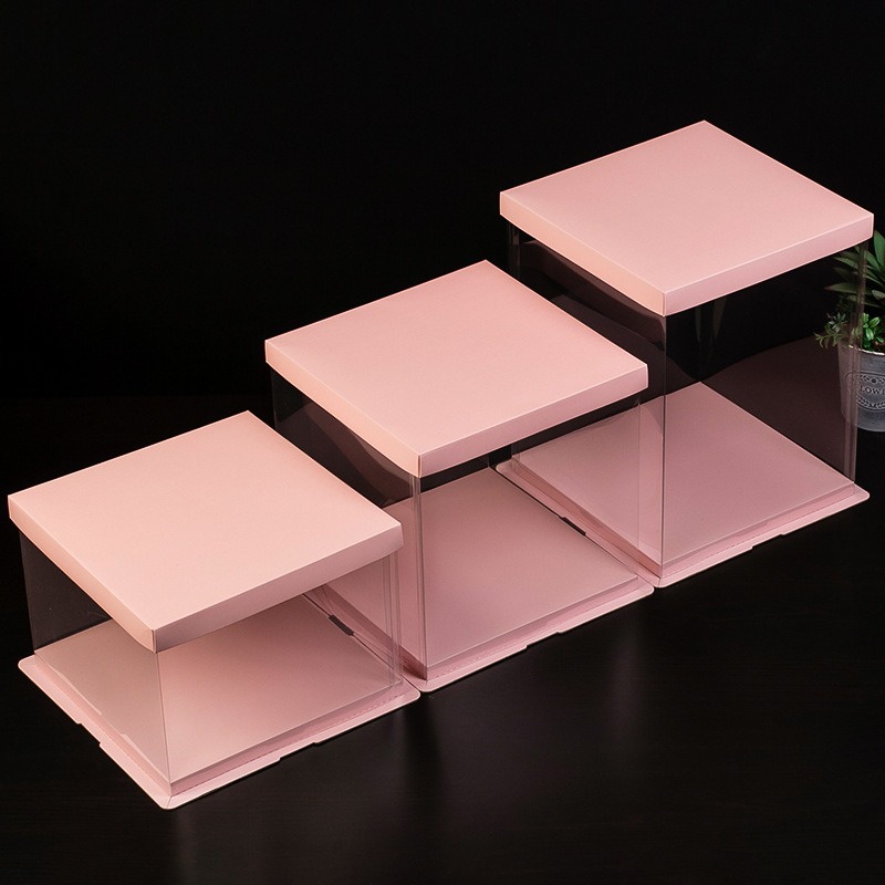 蛋糕盒透明单层4寸6寸8寸10寸12 14 16 加高双层粉色盒蛋糕盒批发