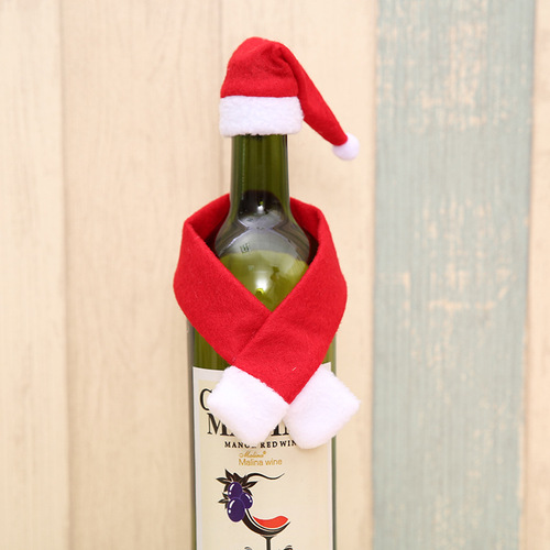 Christmas creative household items non-woven scarf + hat wine bottle decoration Christmas wine bottle decoration wholesale