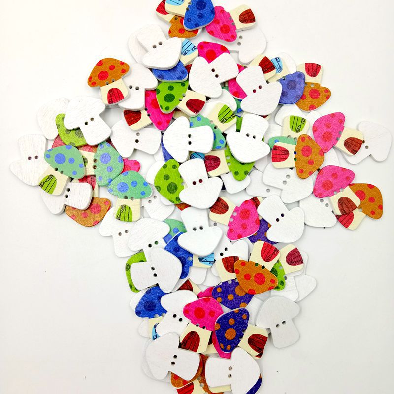 25*22mm fondo blanco champiñones impresión de color champiñones casa botones de madera