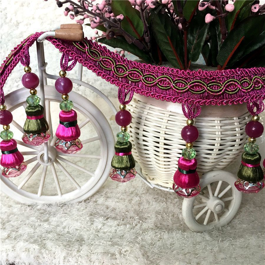 窗帘花边 欧式窗帘双色吊穗  新款流苏吊球配件辅料批发