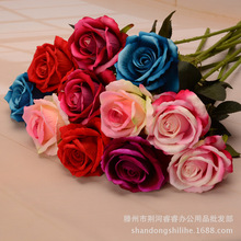 厂家直销单支仿真玫瑰花高档手感仿真绢花客厅落地婚庆装饰假花