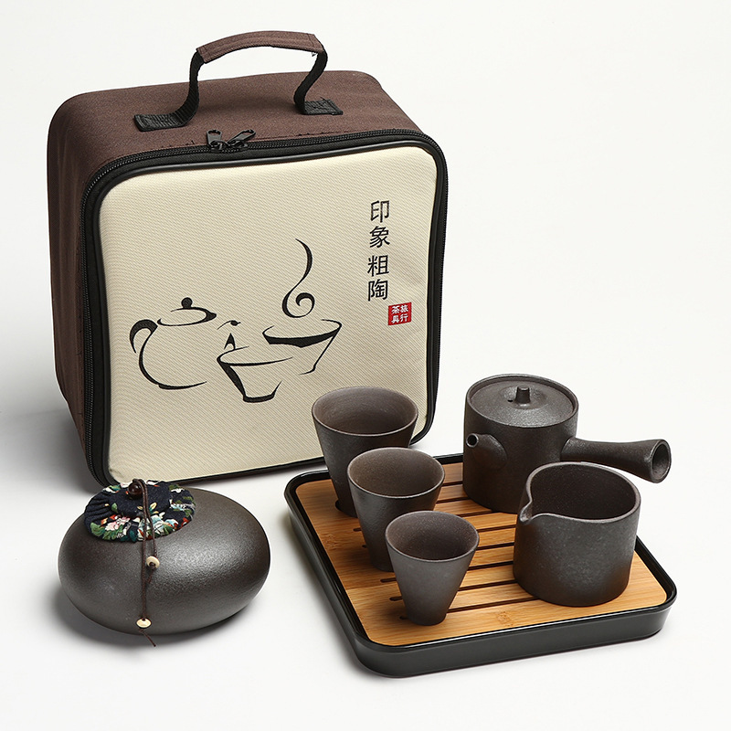 Travel Dry Brewing Tea Set Stoneware Vintage Japanese Kung Fu Tea Set Water Storage Tea Tray Express Portable Office Gift