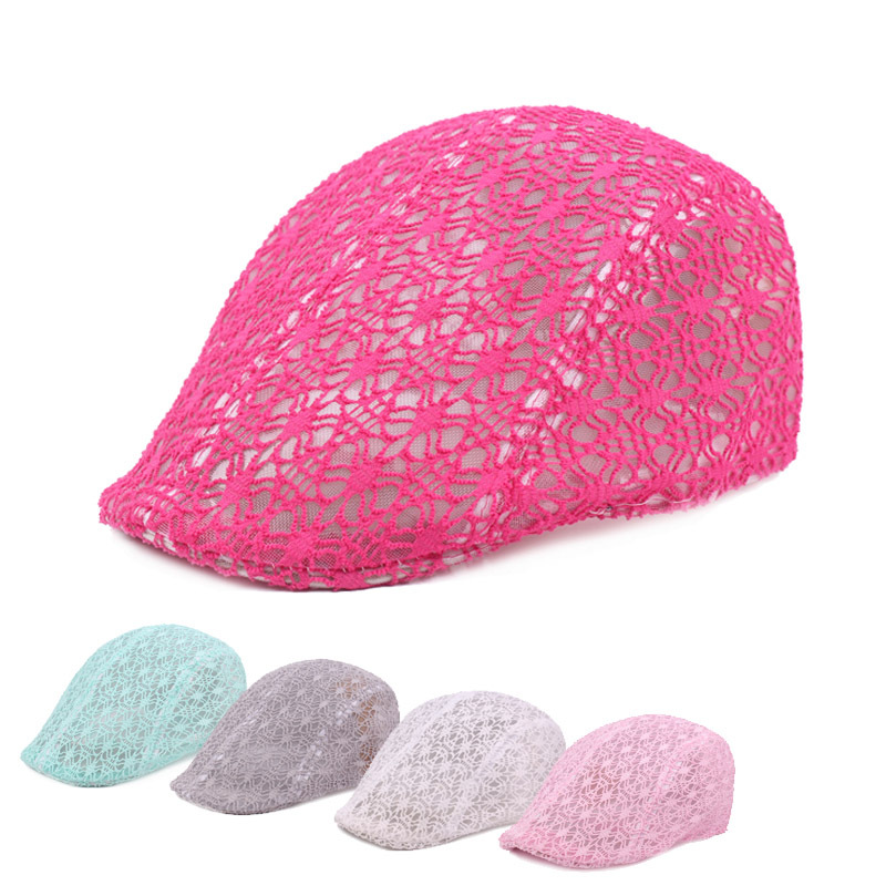 Lace Beret Cap for Women Summer Sun Protection Multi Color