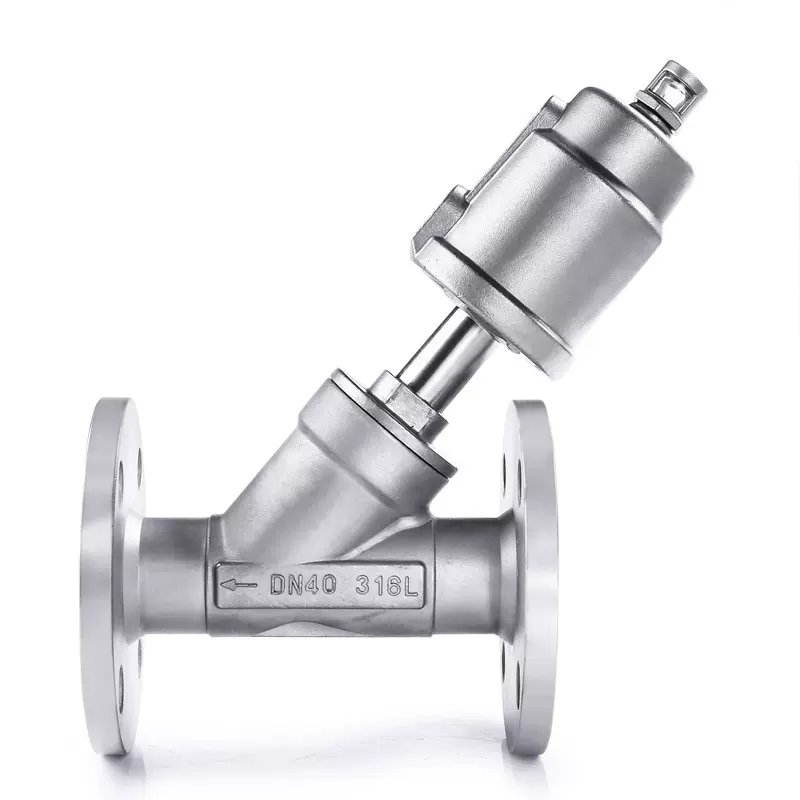 定制高温蒸汽法兰角座阀Y型气动法兰角座阀