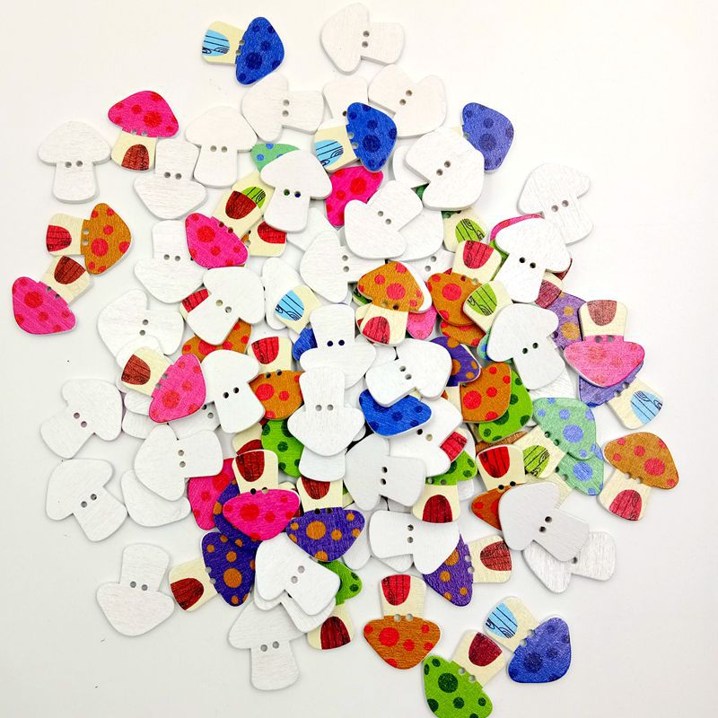 25*22mm fondo blanco champiñones impresión de color champiñones casa botones de madera