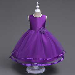 速賣通女童禮服公主裙秋冬兒童禮服蓬蓬裙花童婚紗純色網紗連衣裙
