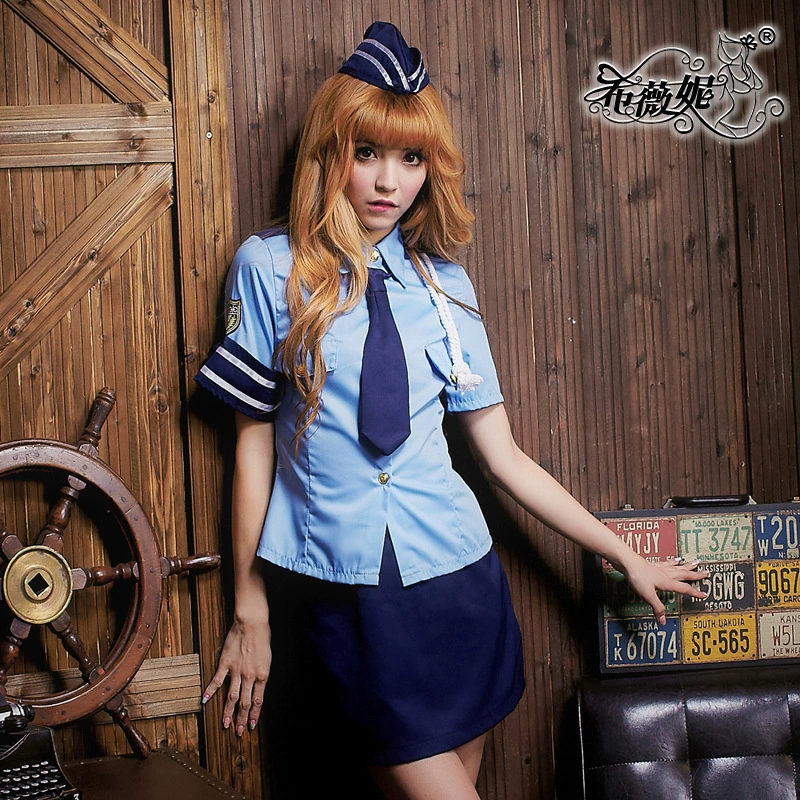 Женский полицейский костюм Синий Косплей Хэллоуин костюм Оптовая сексуальный косплей костюм партии униформа L022