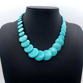 厂家绿松石复古毛衣链波希米亚民族风情复古民族女锁骨叠片项链