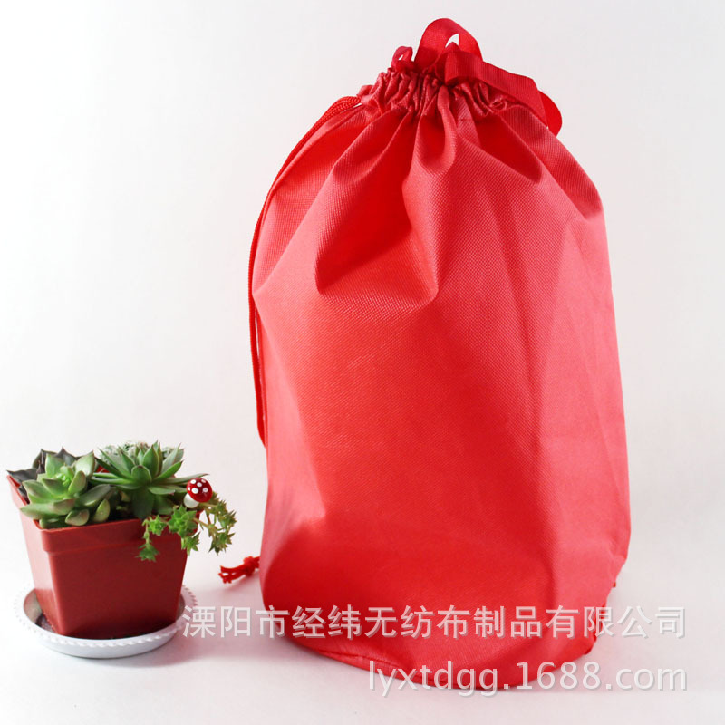 实力厂家生产无纺布束口袋 圆筒状抽绳袋 圆底礼品袋 手拎抽绳袋