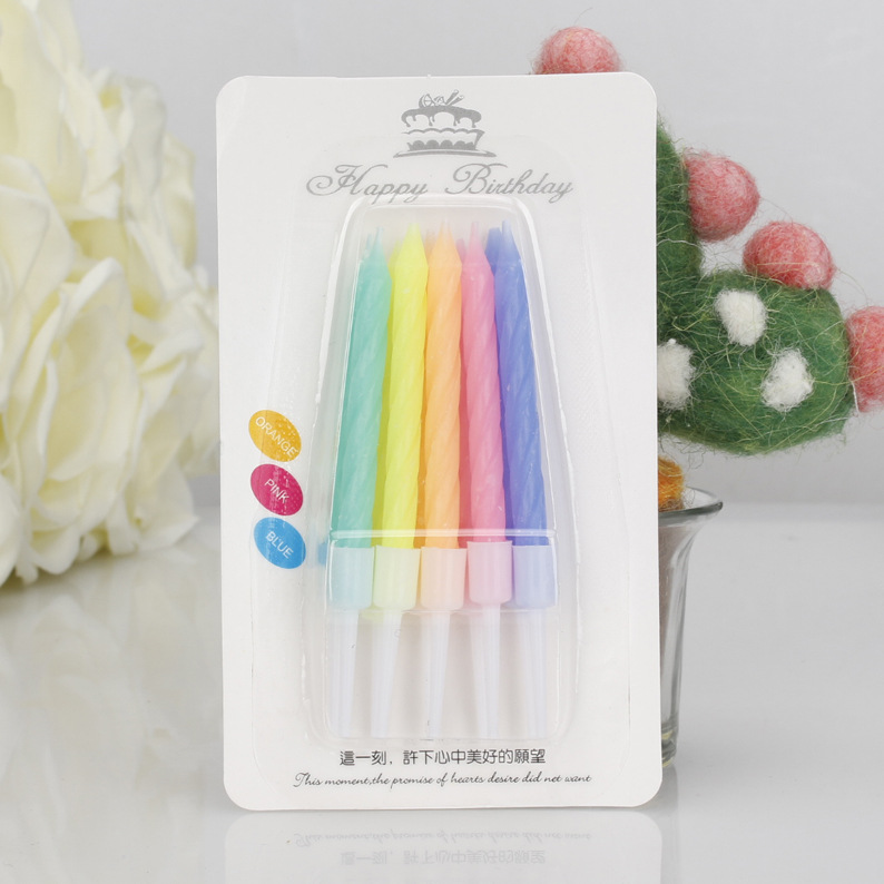 Vela de cumpleaños colorido hilo de cristal 10 piezas fiesta colorida de los niños hornear pastel sin humo pequeña vela al por mayor