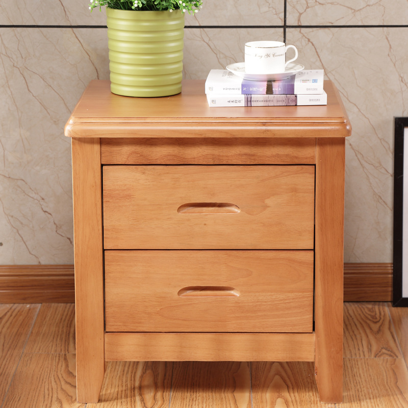 침대 옆 탁자 간단한 현대 단단한 나무 고무 나무 전체 세트 나무 호두 색 침대 옆 보관 캐비닛