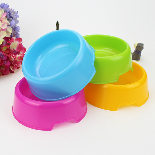 Wholesale economical plastic pet bowl candy color dog bowl round single bowl cat bowl food bowl pet food bowl