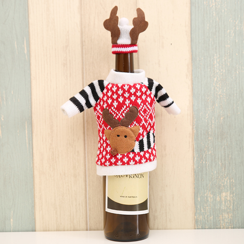 Christmas Elk Wine Bottle Set Christmas Champagne Bottle Bag Christmas Dining Table Wine Bottle Decorative Supplies_voghion.com