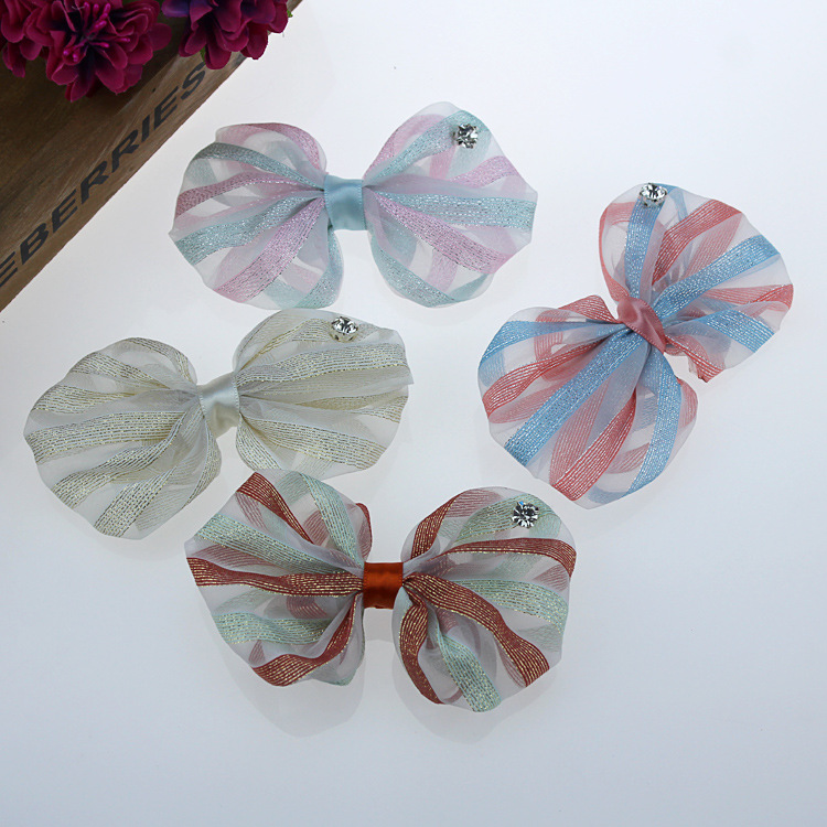 装饰鞋帽装饰蝴蝶结DIY印度纱蝴蝶结头花服装辅料蝴蝶结配花朵