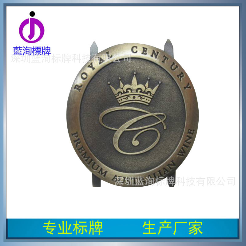 金属烤漆锌合金服装压铸铭牌logo 电镀滴胶金属五金标牌