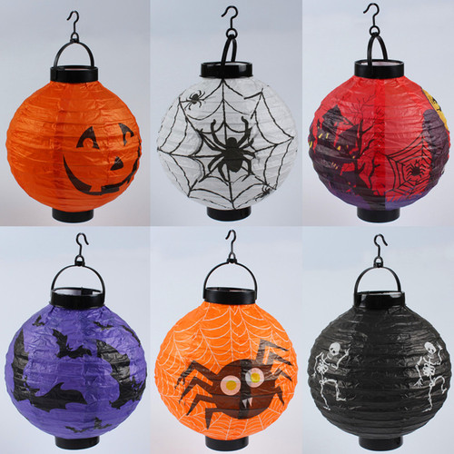 Halloween lanterns, ghost festival, haunted house venue layout props, portable lanterns, hanging luminous pumpkin paper lantern pendants
