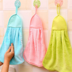 A31 Plain Color Hanging Hand Towel Super Absorbent Lazy Person Coral Fleece Cleaning Cloth Kitchen Dishwashing Cloth Dish Towel