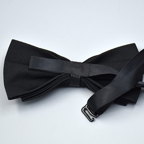 Men's solid plain color bow tie, elegant bow tie, double layer flat head, single color cotton bow tie