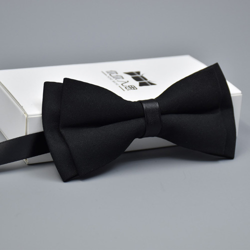 Men's solid plain color bow tie, elegant bow tie, double layer flat head, single color cotton bow tie
