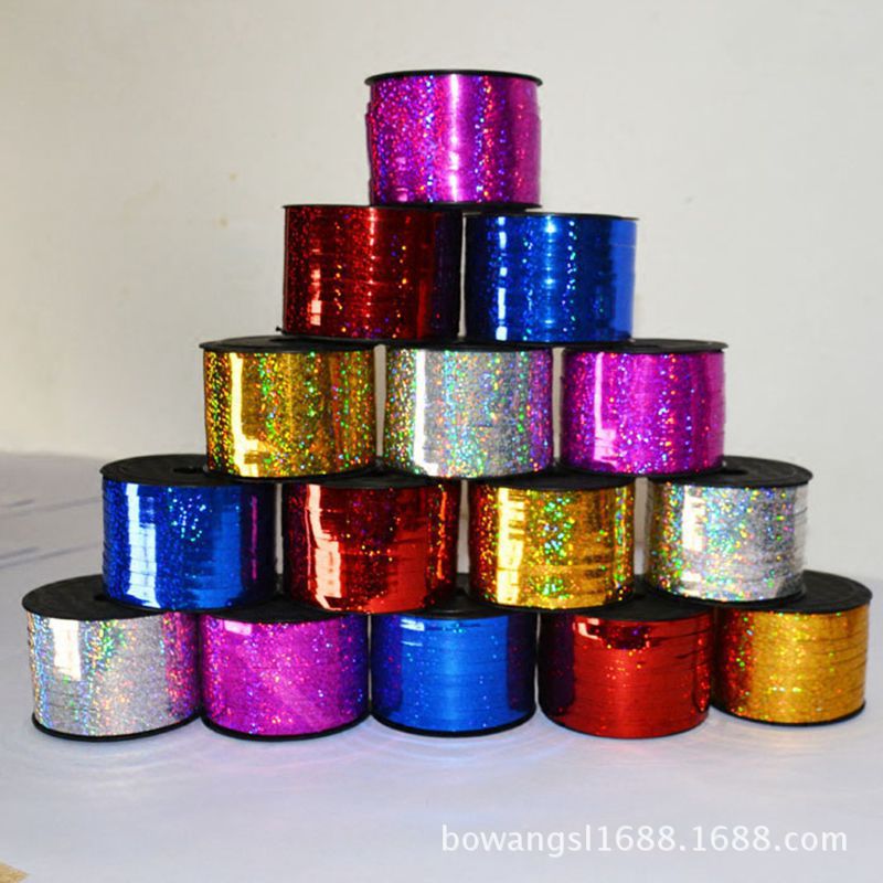 Boda boda decoración colorida cinta atado globo cuerda 100 yardas * 0,5 cm láser cinta