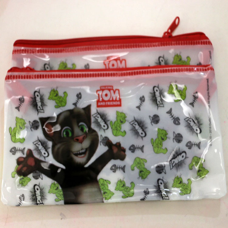 专业加工PVC透明笔袋  PVC卡通笔袋拉链