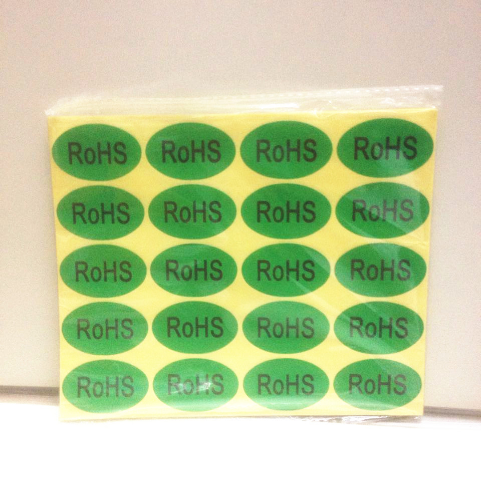 ROHS环保不干胶贴纸 椭圆形标签贴纸 25*40MM 绿底黑字 240个/包