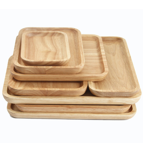 Engraved solid wood plates, plates, hotel Japanese tableware, salad bowls, household oak trays, rectangular wholesale