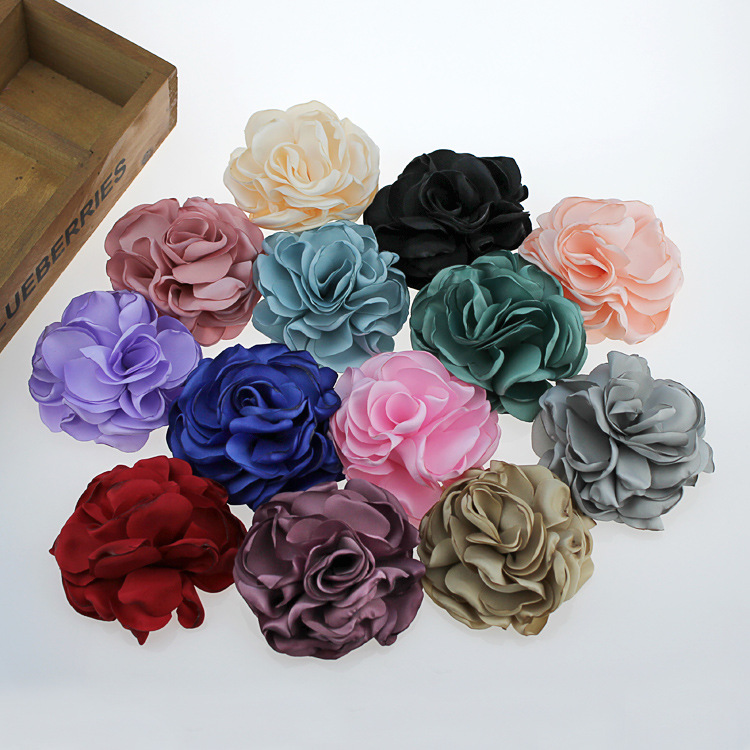 韩版手工哑光色丁烧边花 头饰饰品配件 服装花烤花辅料配件批发