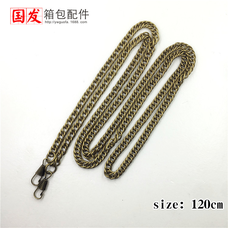40CM, 120CM cadena densa, cadena de doble tejido simple botón de bronce bolsa de oro accesorios de bolsas DIY hechas a mano