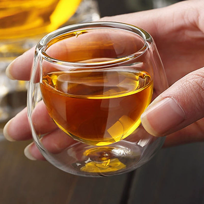Glass transparent tea cup, increased thickness, 65 ml