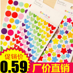 T Korean Rainbow Colorful DIY Album Decor Dots Hearts Stars Paper Sticker Handmade Journal Phone Sticker