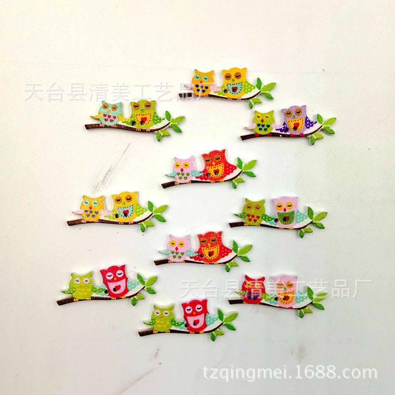 40*22mm fondo blanco búho de color, árbol de estación búho pequeño 50 por paquete