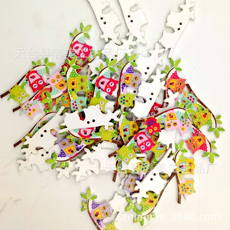 40*22mm fondo blanco búho de color, árbol de estación búho pequeño 50 por paquete