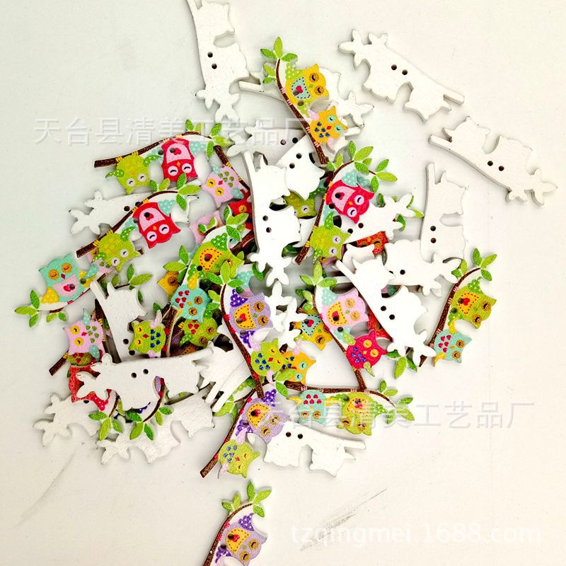 40*22mm fondo blanco búho de color, árbol de estación búho pequeño 50 por paquete