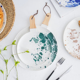 Деревянная ручка, керамическая обеденная тарелка для домашнего использования, оптовые продажи