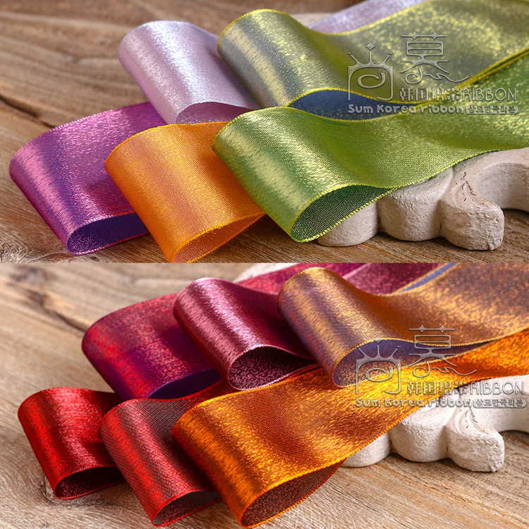 韩国雪纱带 发饰DIY材料蝴蝶结鲜花包装织带双色蝉翼丝幻彩雪纱带