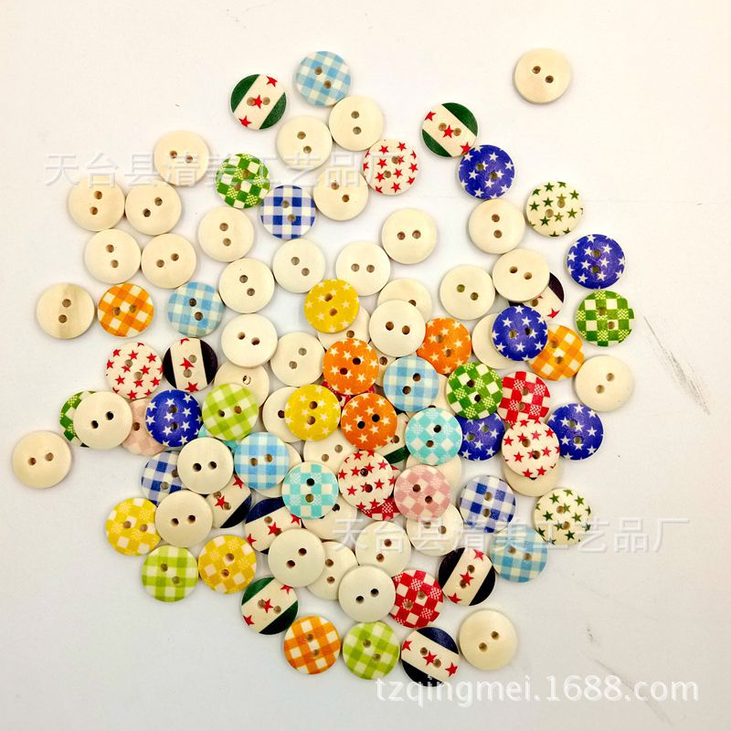 Hebilla de pan de color de 15mm, hermosa decoración de color, botones hechos a mano para niños 100 piezas por paquete